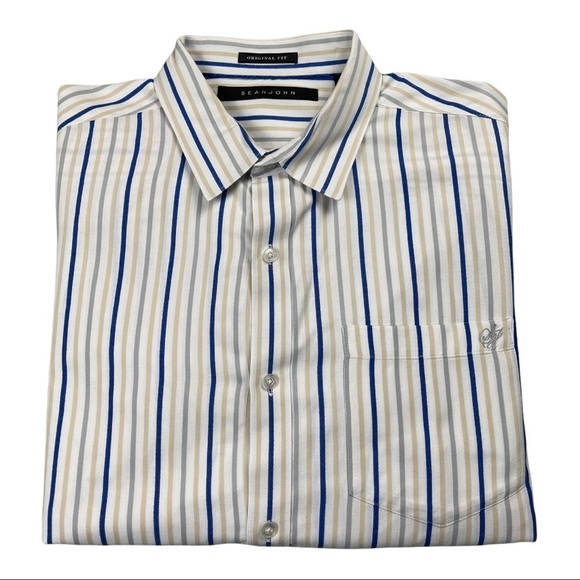 Sean John Shirt Mens 3xl 3x Pinstripe 